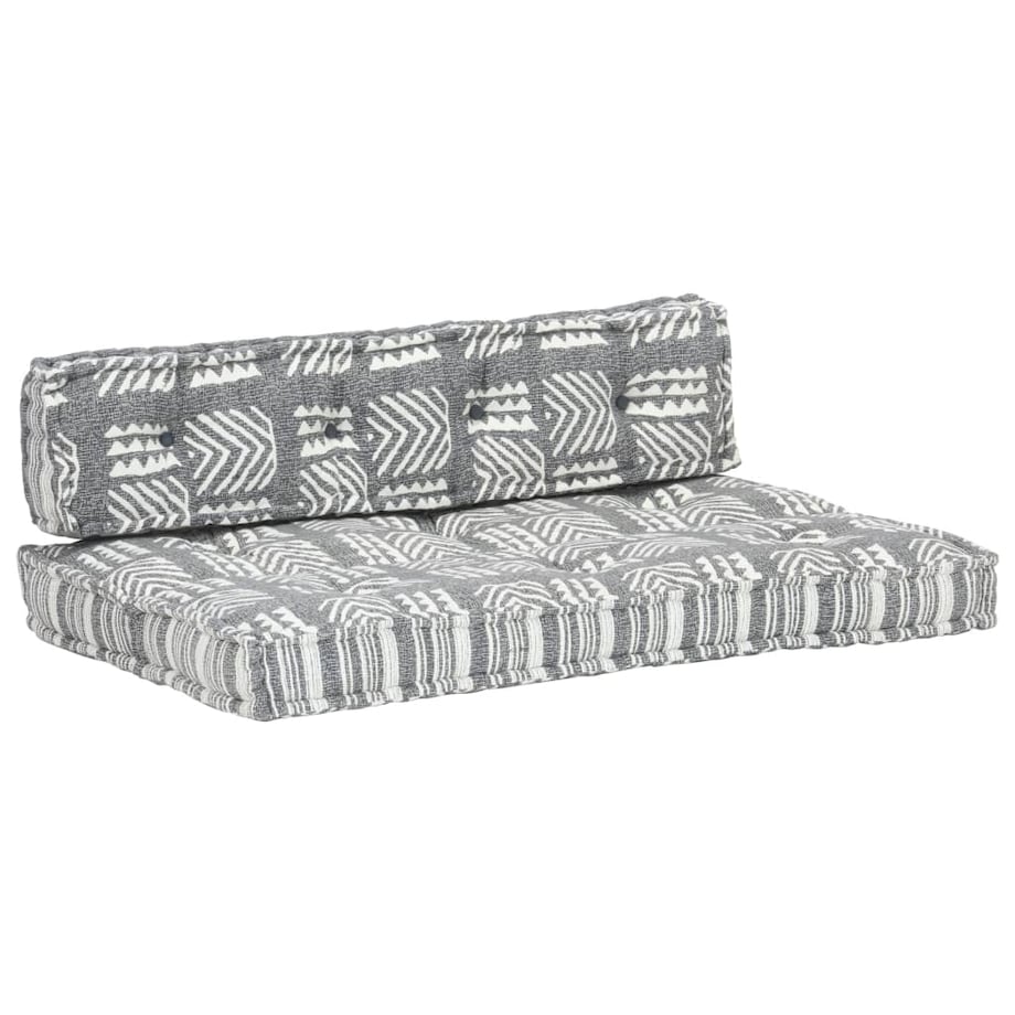 vidaXL Sofa z poduszek na paletę, tkanina, szary patchwork