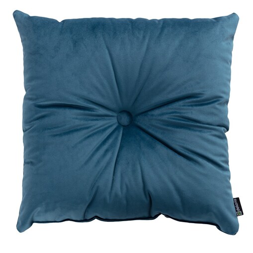 Poduszka kwadratowa Velvet z guzikiem, pruski błękit, 37 x 37cm, Velvet