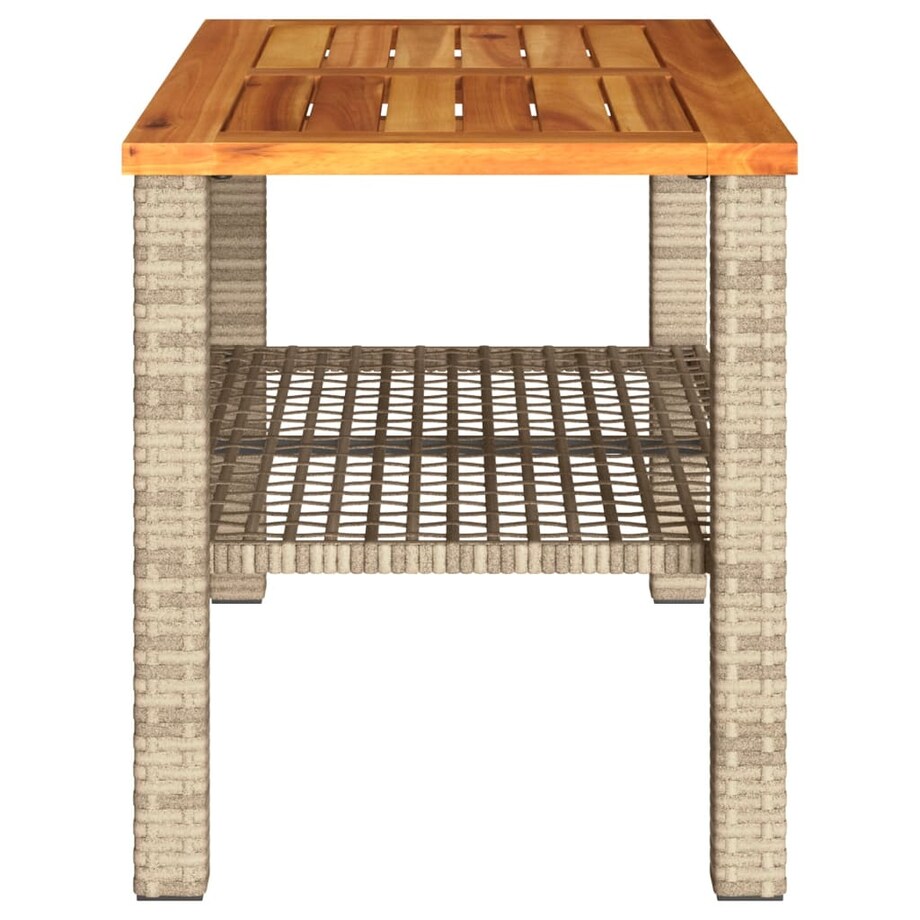 vidaXL Stolik ogrodowy, beżowy, 70x38x42 cm, polirattan i akacja