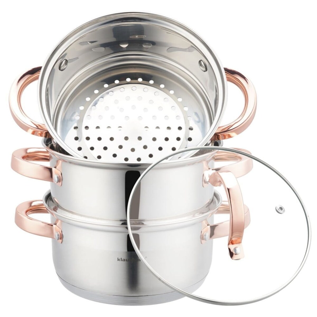 Zestaw garnków do gotowania na parze 18cm 4 elementy Parowar Rose Gold KLAUSBERG