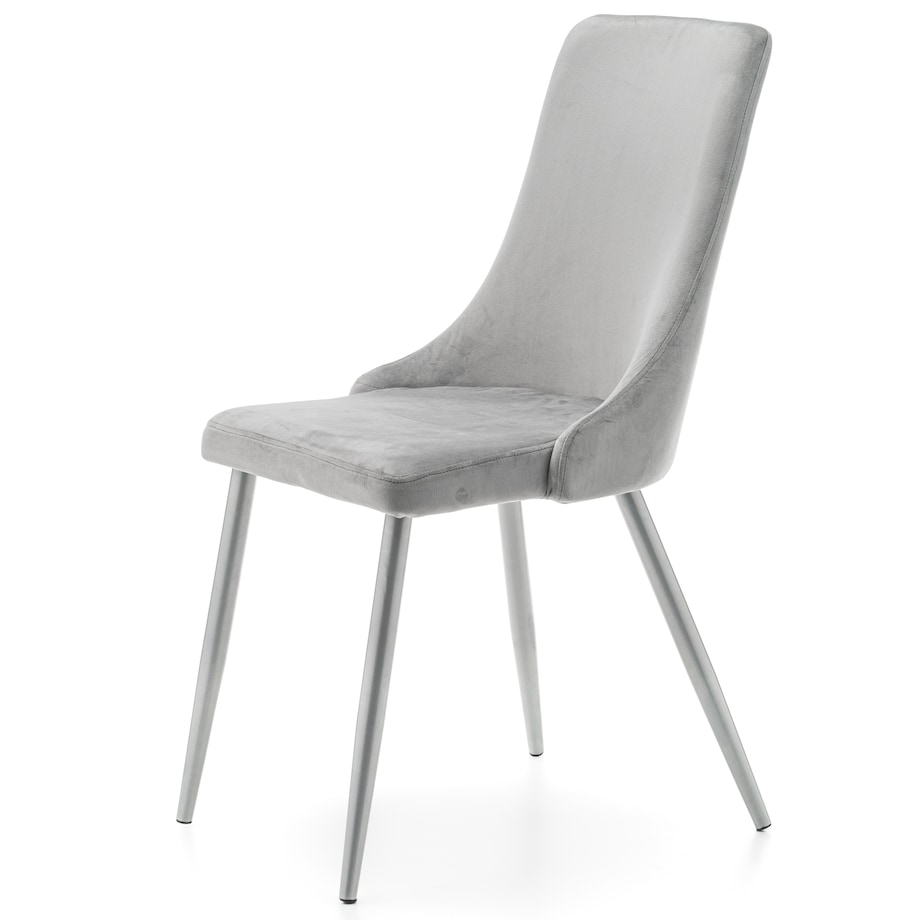 Krzesło tapicerowane welurowe do salonu jadalni UNO jasnoszare