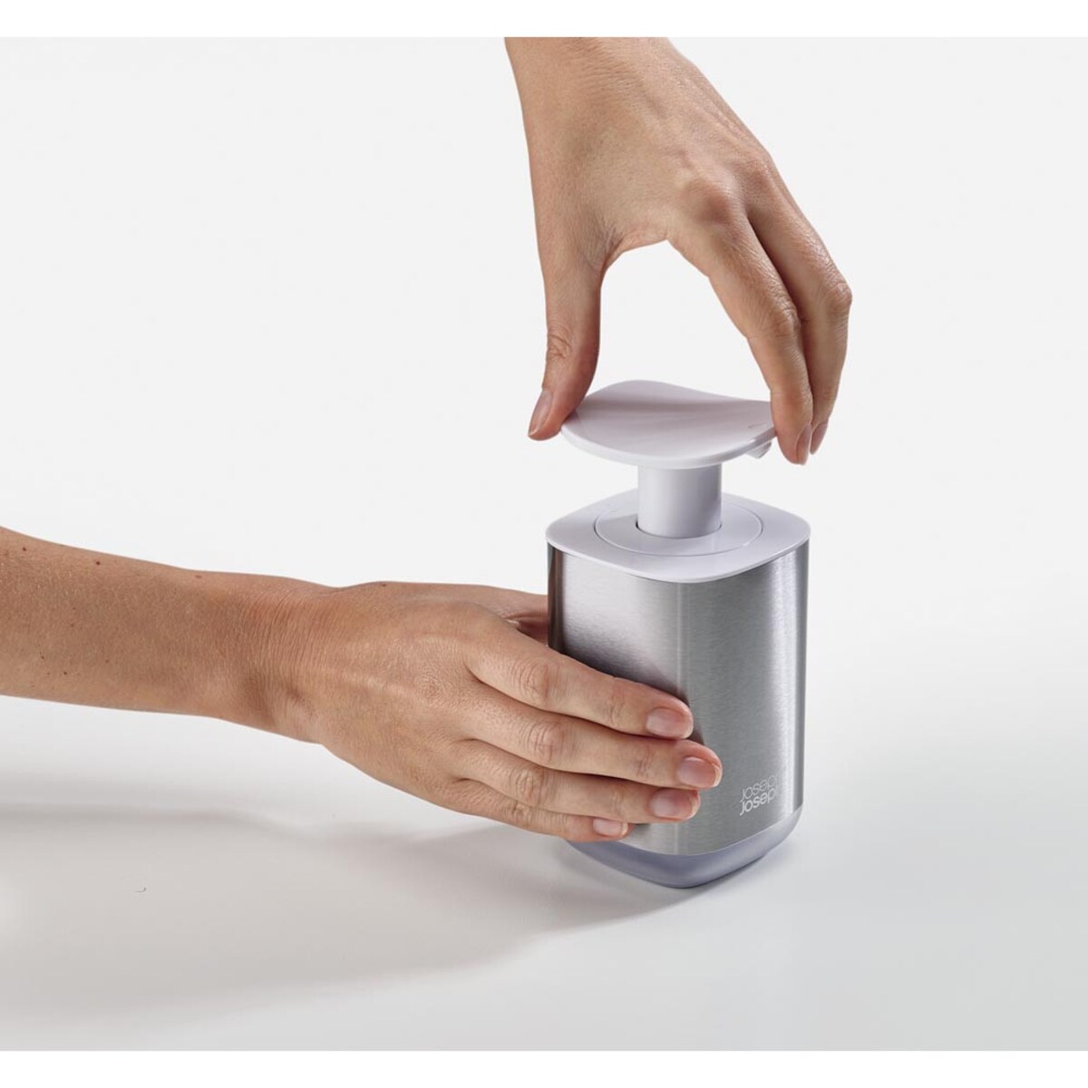 Dozownik do mydła biało-stalowy Presto, 350 ml, Joseph Joseph