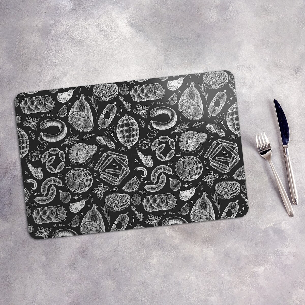 Komplet mat pod talerz Mięsne przysmaki, 6 szt. 45x30cm