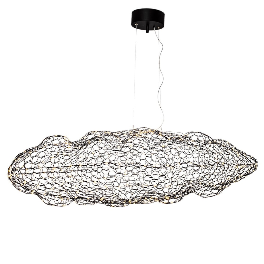 Ażurowa lampa wisząca Hayden czarny zwis LED 20W do salonu