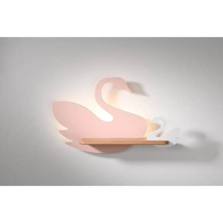 Dziecięca LAMPA ścienna SWAN 21-75598 Candellux drewniana OPRAWA dekoracyjna LED 5W 4000K łabędzie różowe białe drewno