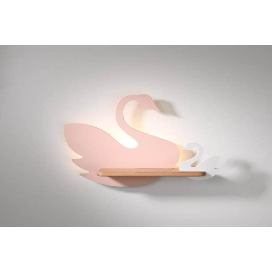 Dziecięca LAMPA ścienna SWAN 21-75598 Candellux drewniana OPRAWA dekoracyjna LED 5W 4000K łabędzie różowe białe drewno