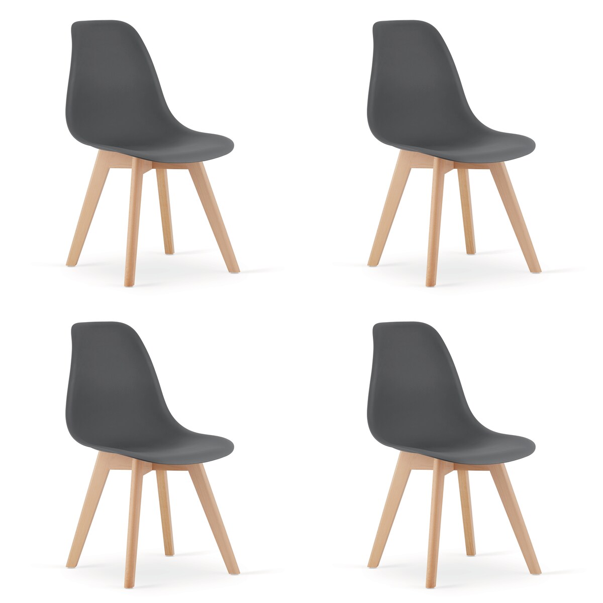 Krzesło Kito nowoczesny design Ciemnoszare / Nogi Naturalne X4