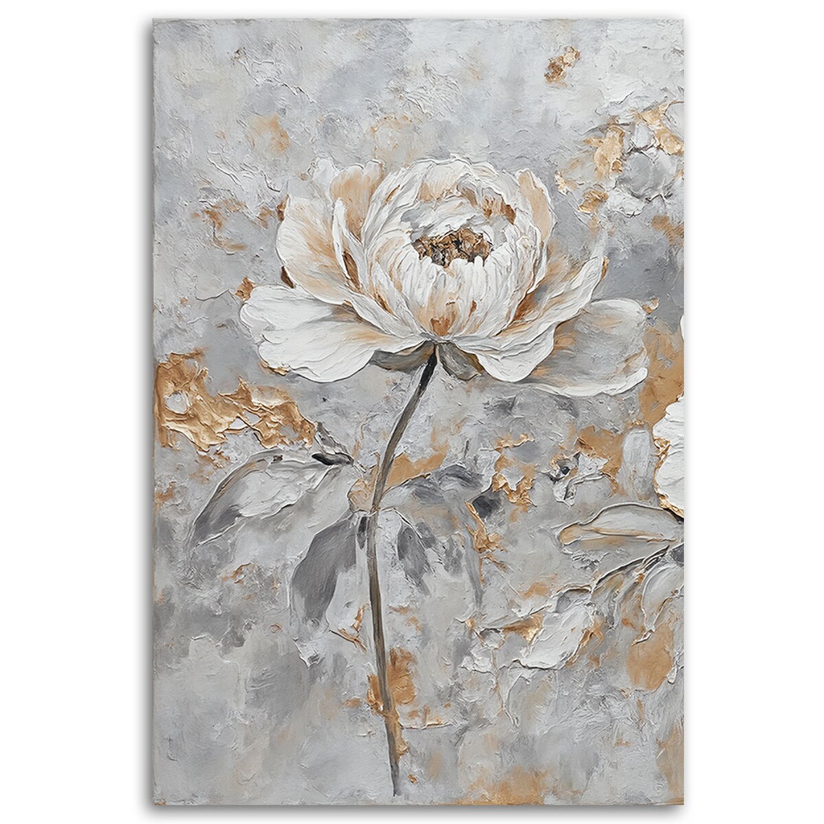 Obraz do sypialni salonu Róża Kwiat Szary Złoty 70x100