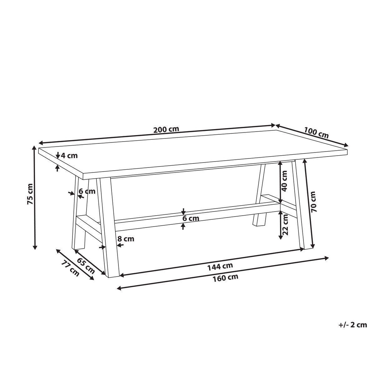 Stół ogrodowy TONNARE 200 cm 100 cm Beton Szary