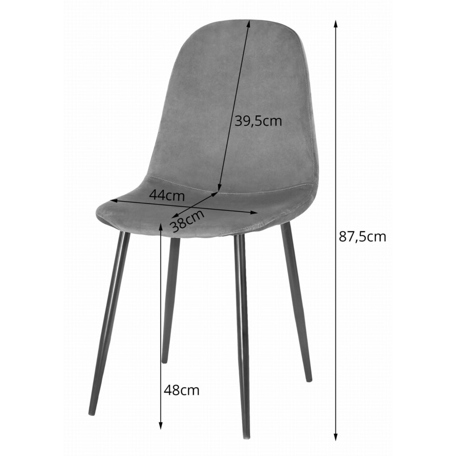 Krzesło Do Jadalni Kuchni Salonu Como - Ciemny Szary Aksamit X 3