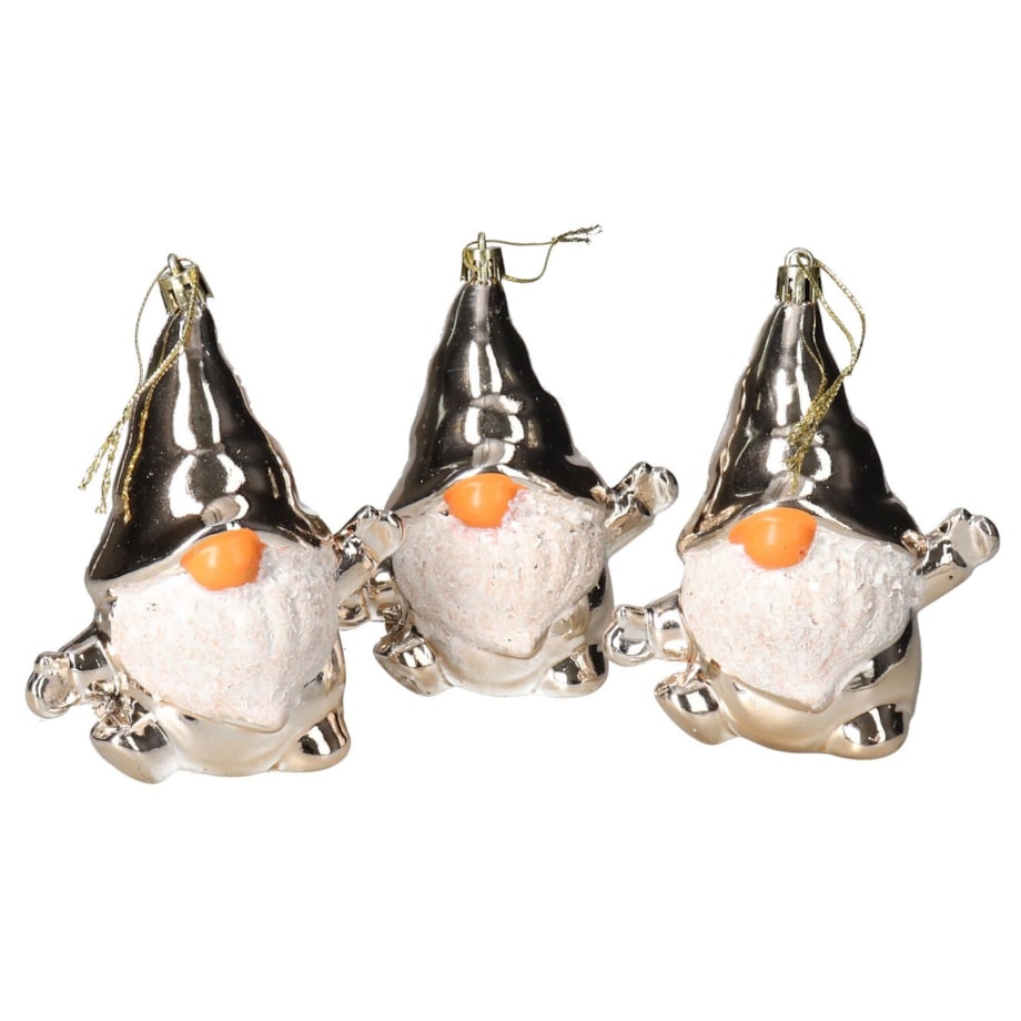 Bombki Plastikowe Na Choinkę Stroik Skrzat 3Szt Ozdoba