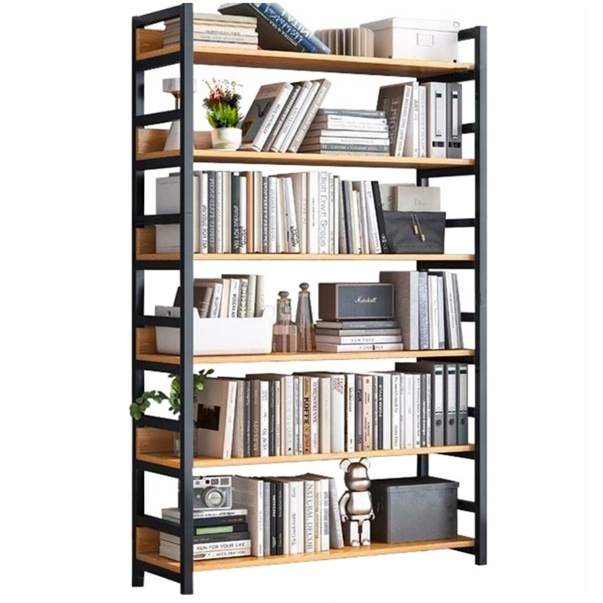 Industrialny regał stojący rustykalny 6 półek drabinka na książki 174 cm