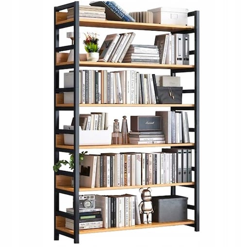 Industrialny regał stojący rustykalny 6 półek drabinka na książki 174 cm