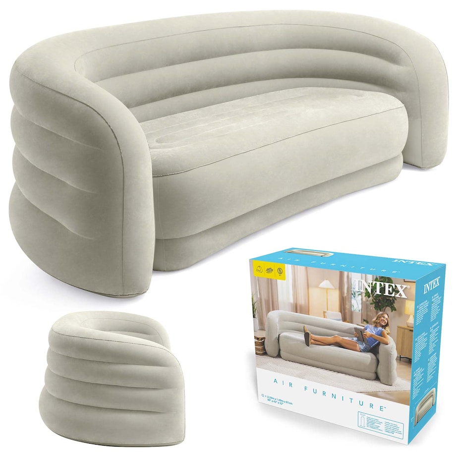 Sofa dmuchana welurowa Intex 66571 łóżko materac 229x109x81 cm model 2026