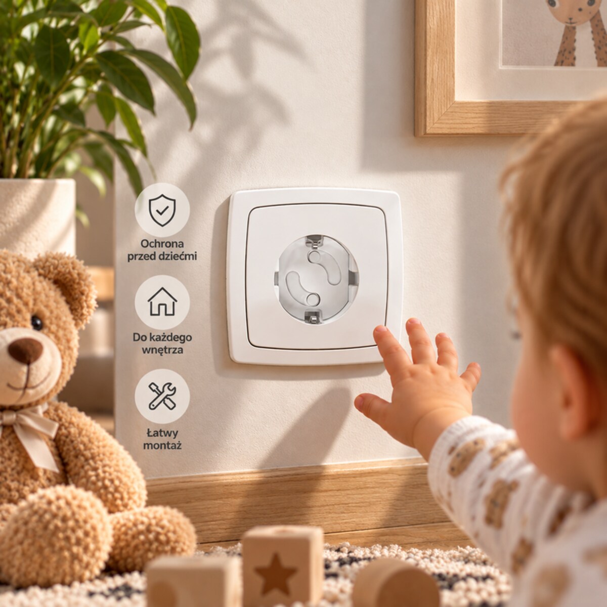 Zestaw 10 zabezpieczeń SHP Child Protect BUZZ do gniazdek biały