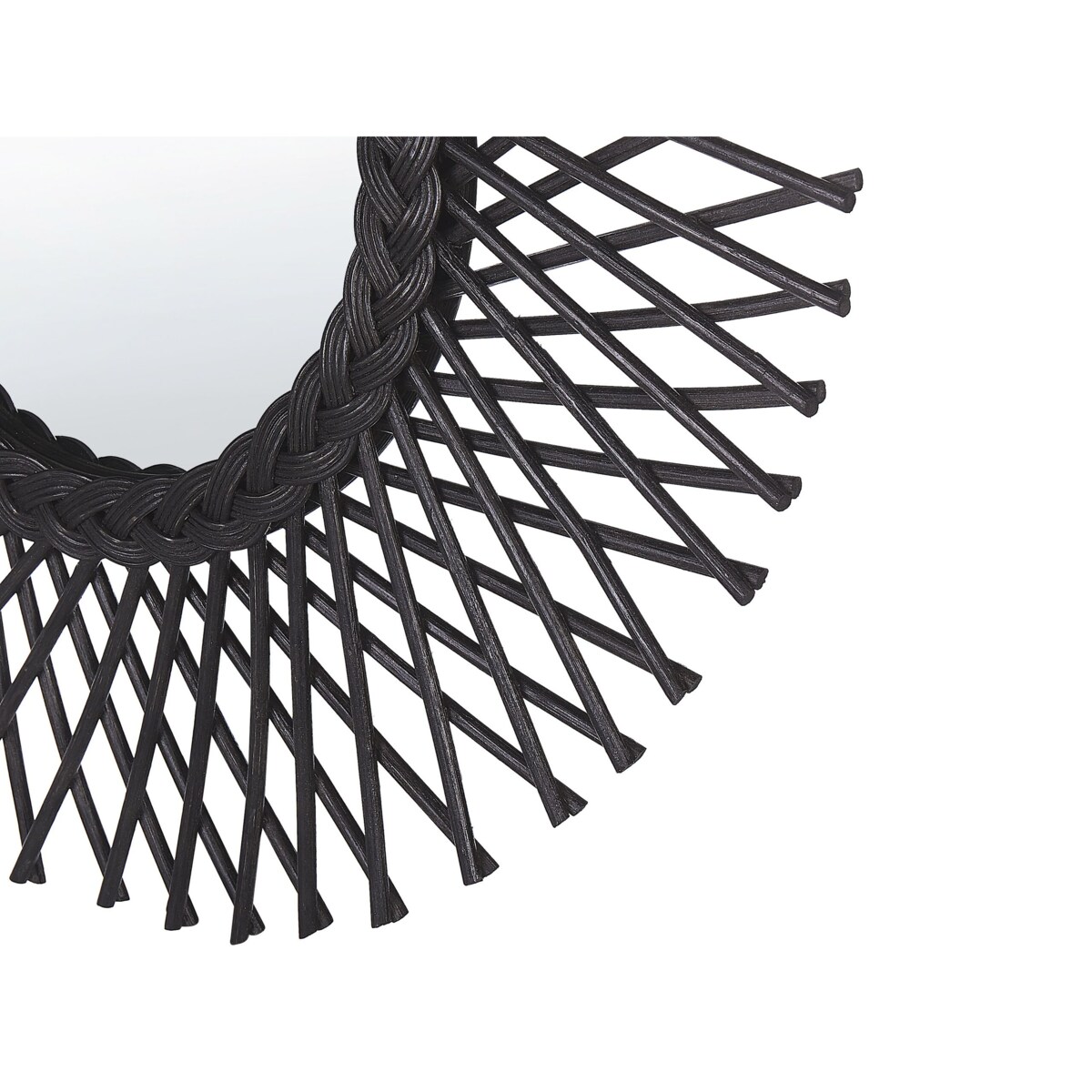 Rattanowe lustro ścienne słońce ⌀ 60 cm czarne TAGOLU