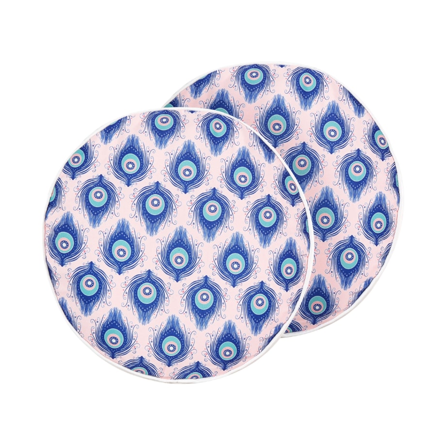 2 poduszki ogrodowe w pawie oczka 40 cm niebieski z różowym CERIANA