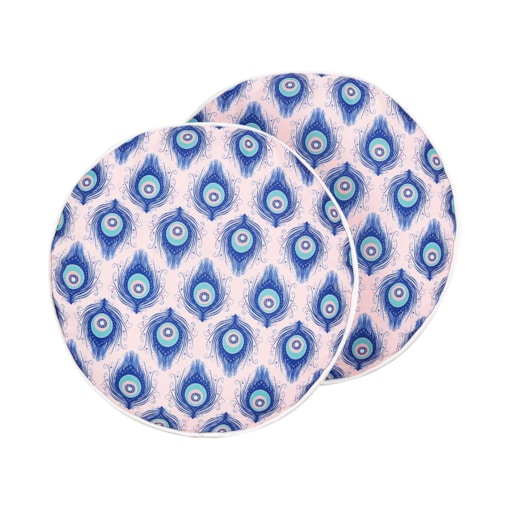 2 poduszki ogrodowe w pawie oczka 40 cm niebieski z różowym CERIANA