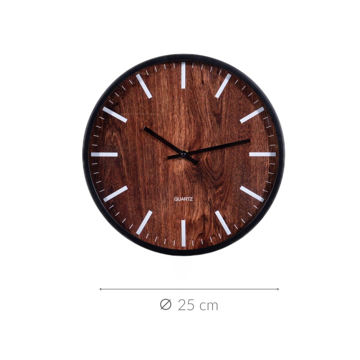 Zegar ścienny, tarcza w drewnianym stylu, Ø 25 cm