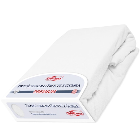 Prześcieradło z bawełny frotte z gumką 120x200 kolor biały PREMIUM