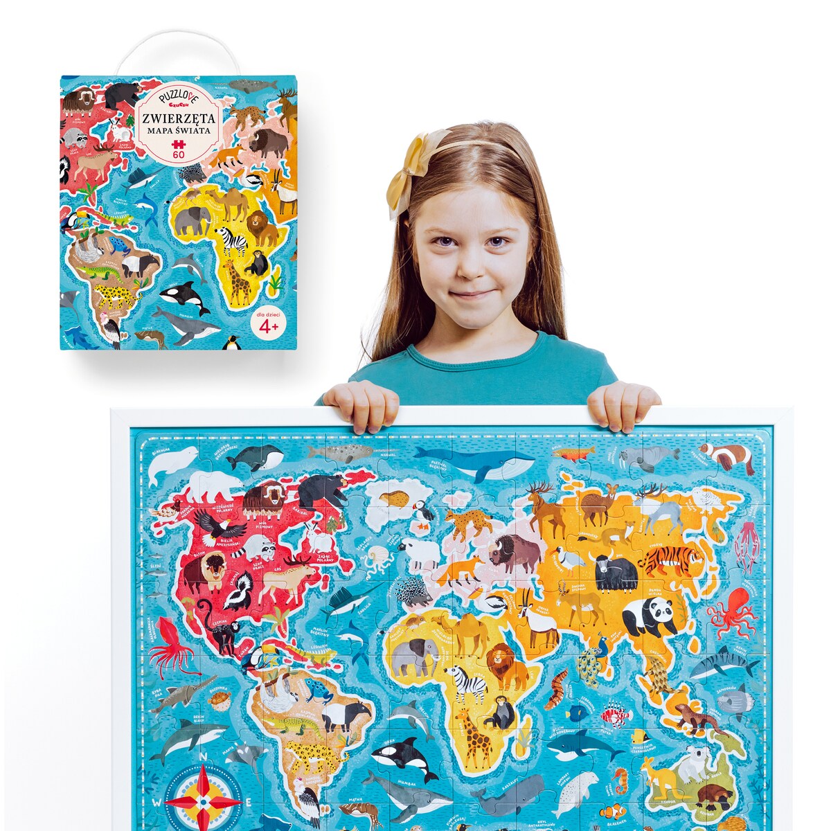 Puzzlove CzuCzu Zwierzęta Mapa świata 60 el.