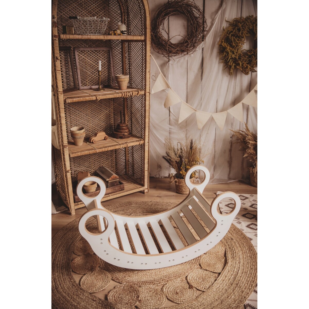 Deska balansowania Montessori + Poduszka + Ścianka CERTYFIKOWANE