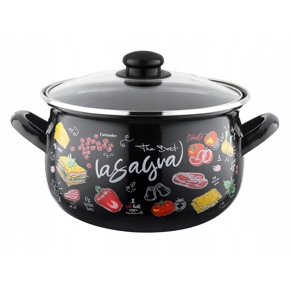 GARNEK EMALIOWANY pleszew 20 cm 4,2 L kuchenny do gotowania zupa czarny