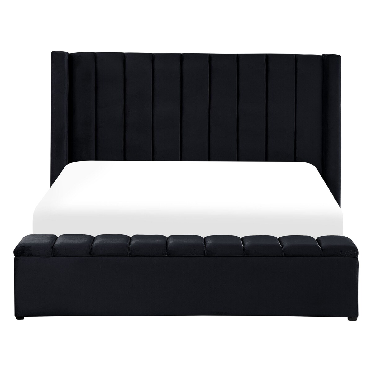 Łóżko welurowe z ławką 180 x 200 cm czarne NOYERS