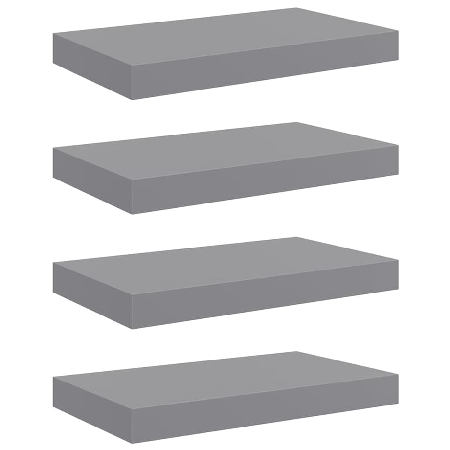 vidaXL Półki ścienne, 4 szt., szare, 40x23x3,8 cm, MDF