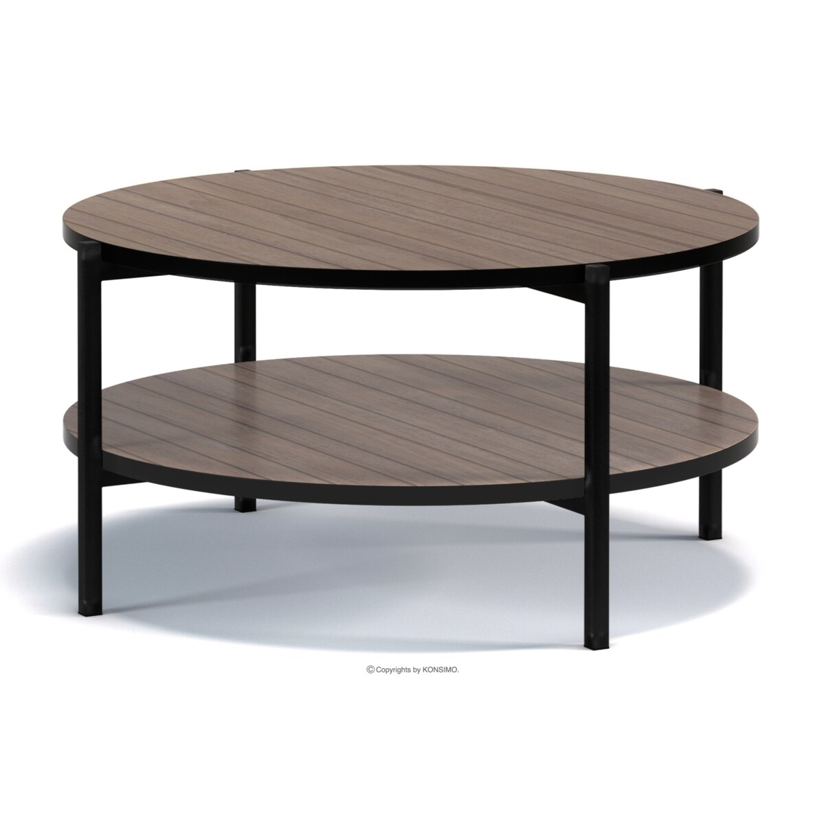 KONSIMO GERIS Stolik kawowy z półką w stylu loftowym, ciemny dąb