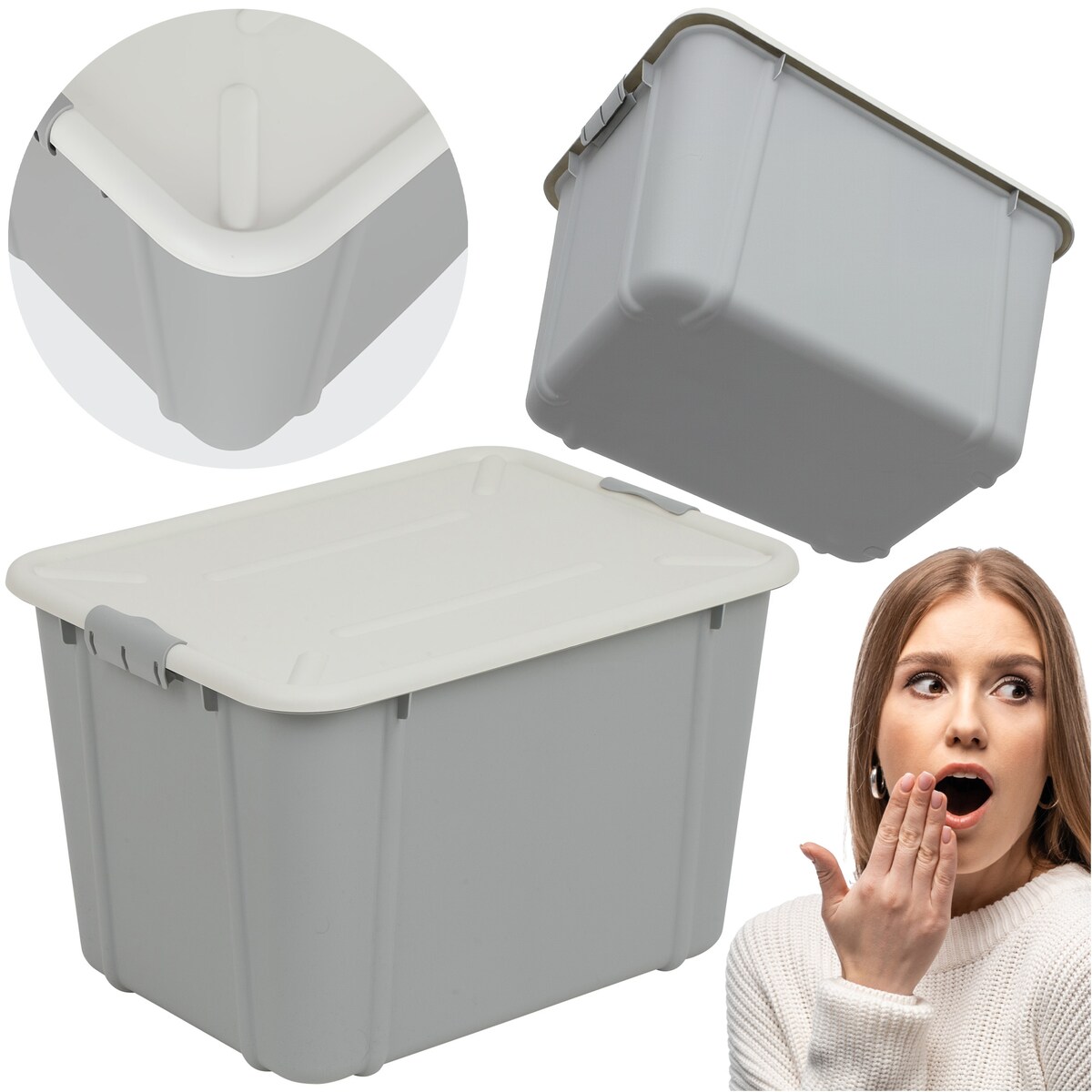 Pojemnik Plastikowy Pudełko 30 L Plastikowe Zamykany Z Pokrywką Pudło Box Do Przechowywania Na Zabawki Dokumenty Ubrania