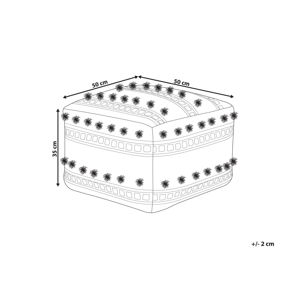 Puf bawełniany 50 x 50 x 35 cm beżowy KARAW