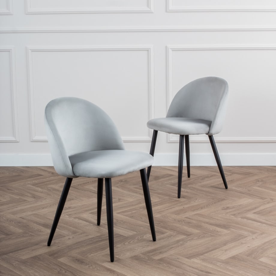Krzesło tapicerowane do salonu jadalni welurowe velvet szare nowoczesne