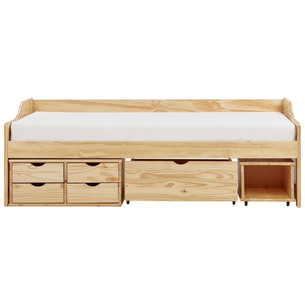 Łóżko drewniane z szufladami 90 x 200 cm jasne drewno ROYVILLE