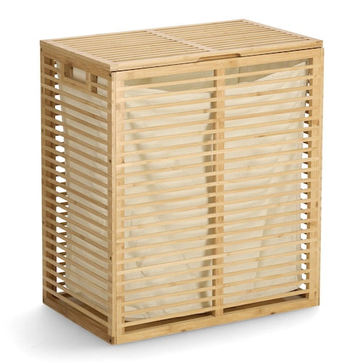 Zamykany kosz na pranie, bambusowy, 53,5 x 33 x 61 cm