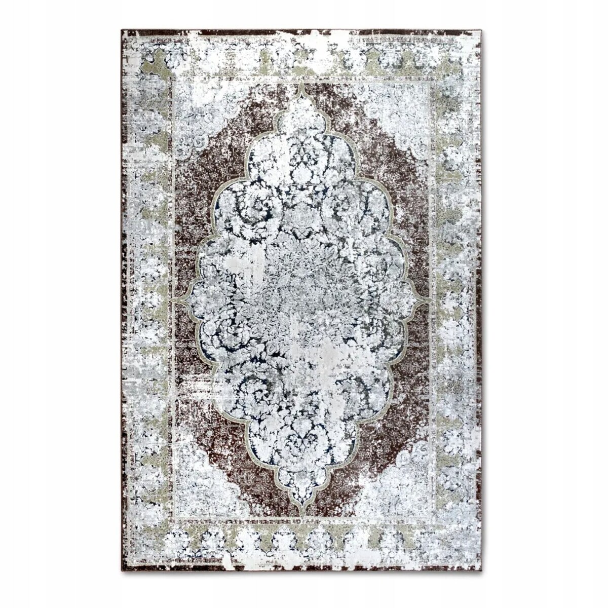 Dywan tradycyjny do salonu 115x170cm,klasyczny dywan kremowy z przetarciami