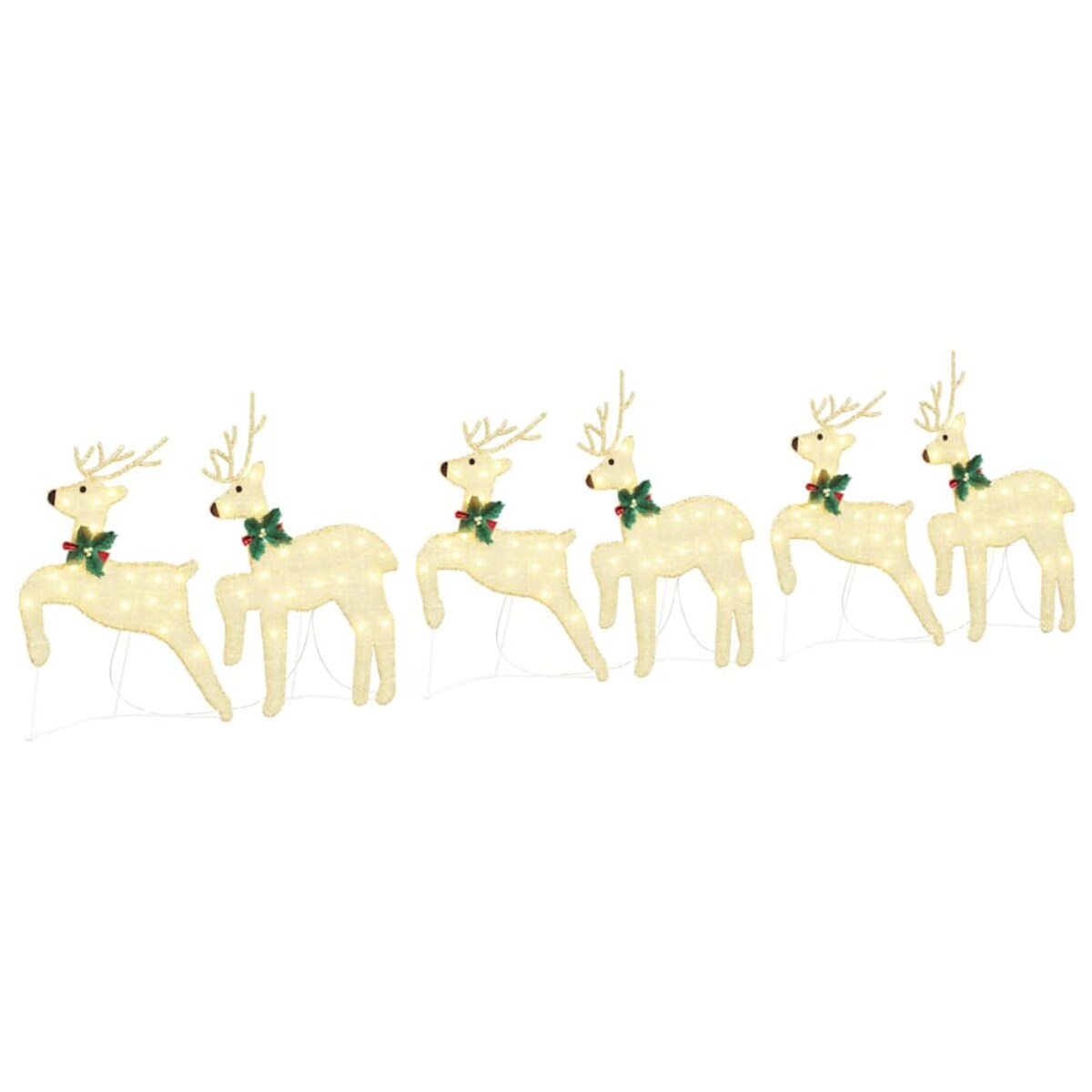 vidaXL LED Renifery 6 pcs złoty tkanina