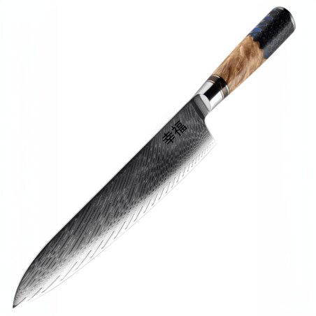 Japoński nóż szefa kuchni Koufuku w pudełku prezentowym Stal damasceńska AUS-10 Profesjonalny nóż