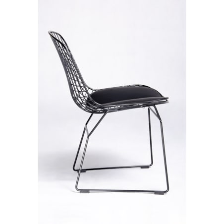 Krzesło druciane Net Soft z tapicerowanym siedziskiem czarne