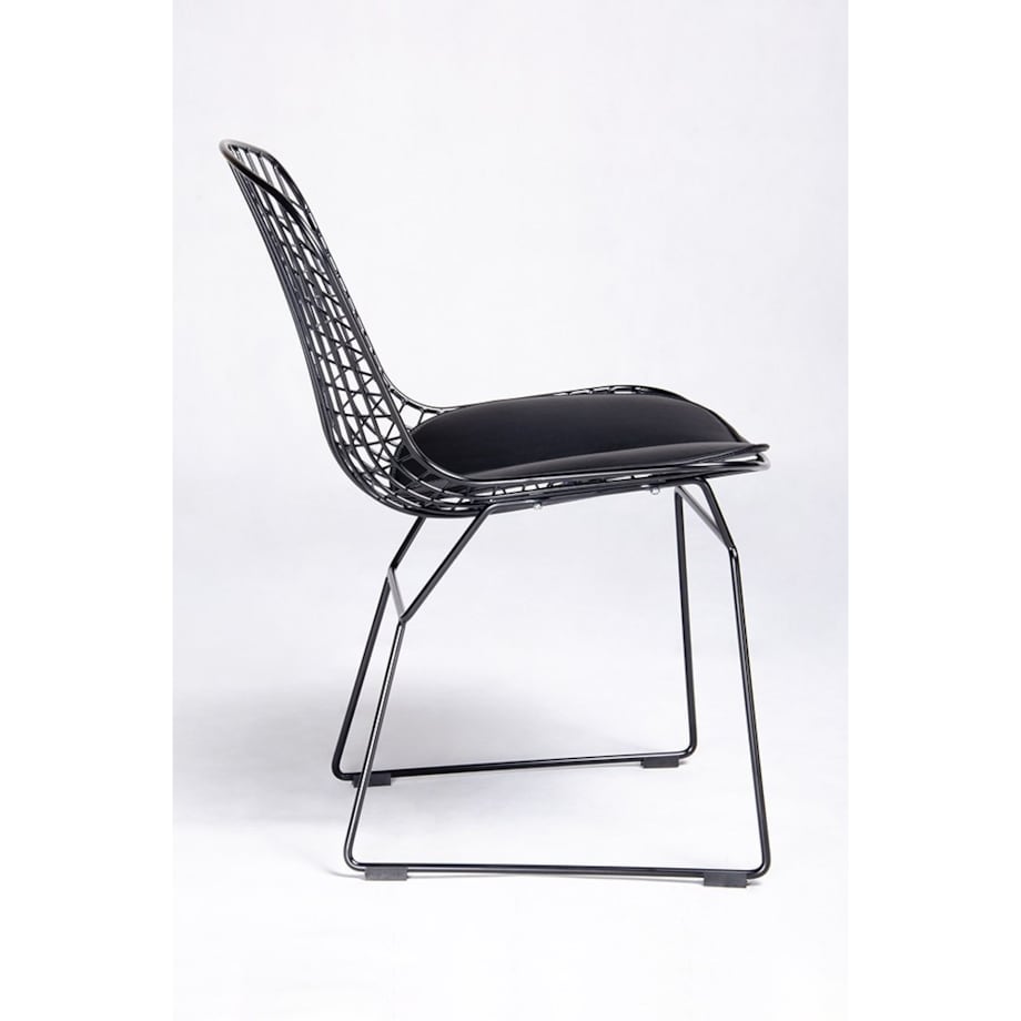 Krzesło druciane Net Soft z tapicerowanym siedziskiem czarne