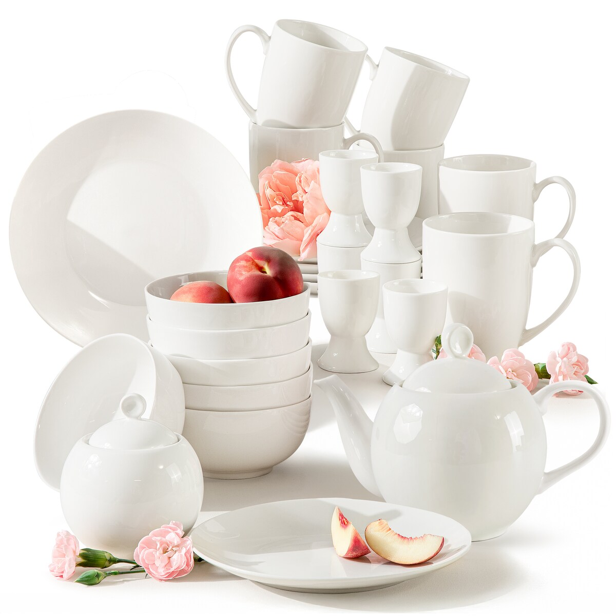 KONSIMO AD BELLA, Zestaw śniadaniowy 6 os. (26 el.), kolor ecru