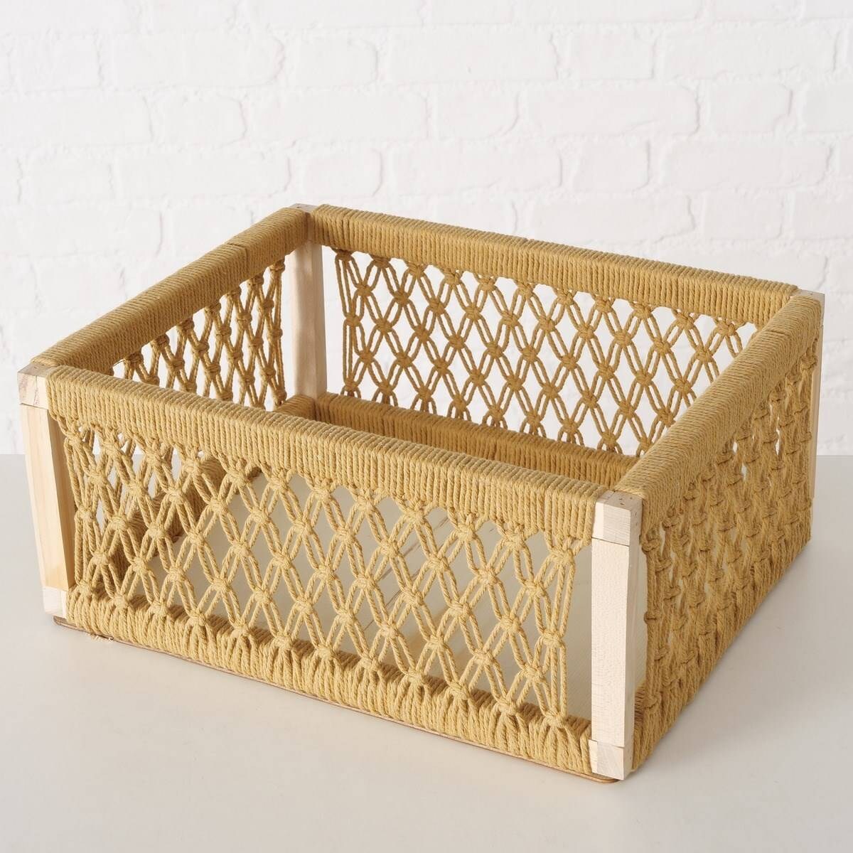 Skrzynki drewniane Winny z dekoracyjną plecionką, 3 sztuki