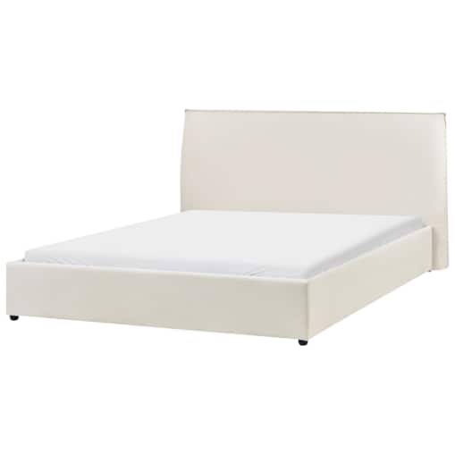 Łóżko wodne Welur LAVAUR 160 x 200 cm Złamana biel