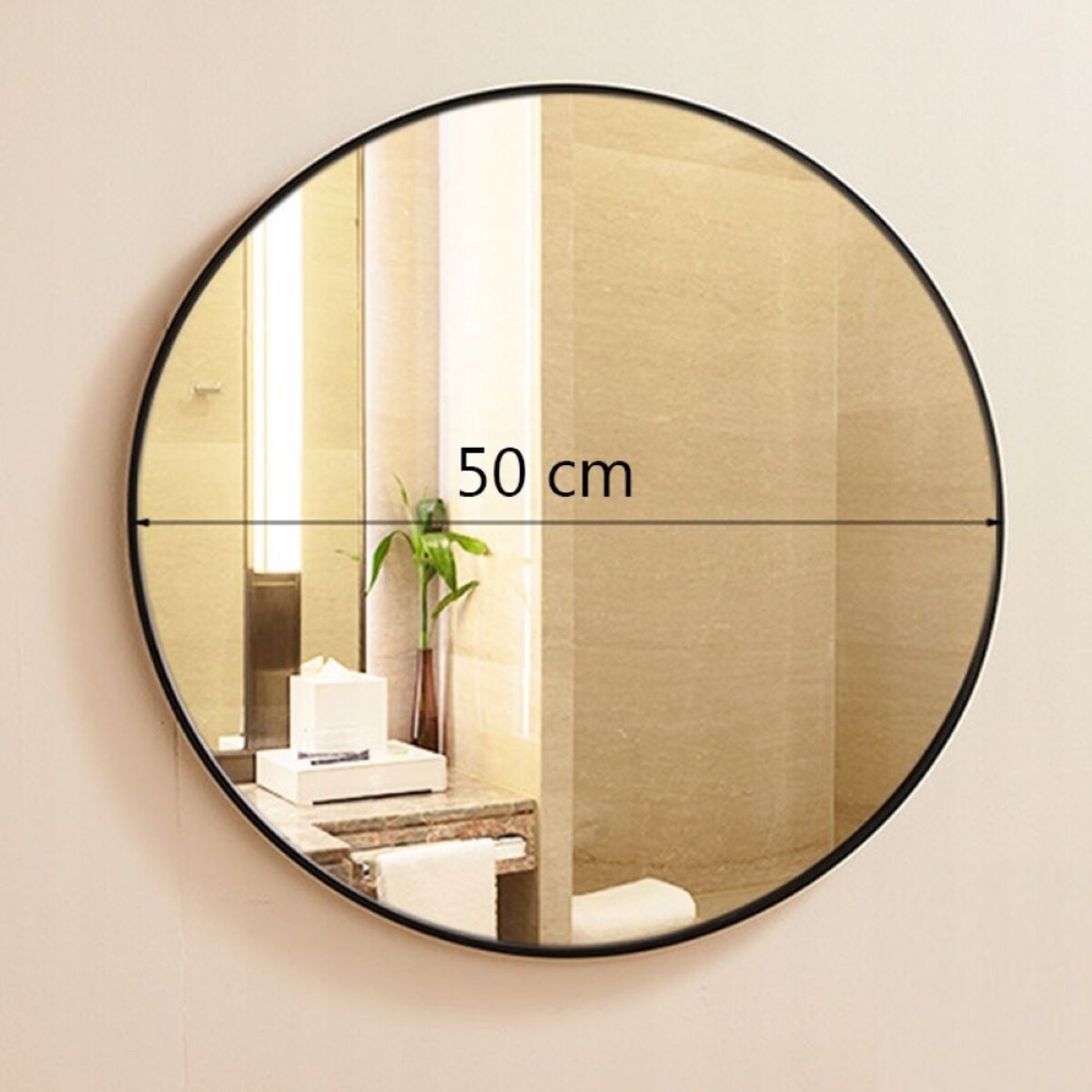 Duże lustro okrągłe industrialne łazienkowe salon sypialnia czarne 50cm xxl