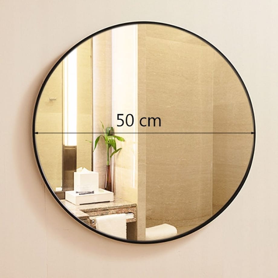 Duże lustro okrągłe industrialne łazienkowe salon sypialnia czarne 50cm xxl