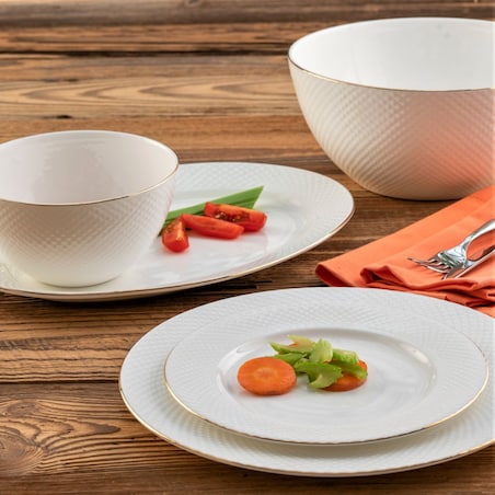 VILLA ITALIA Serwis obiadowy porcelanowy na 6 osób BARI GOLD