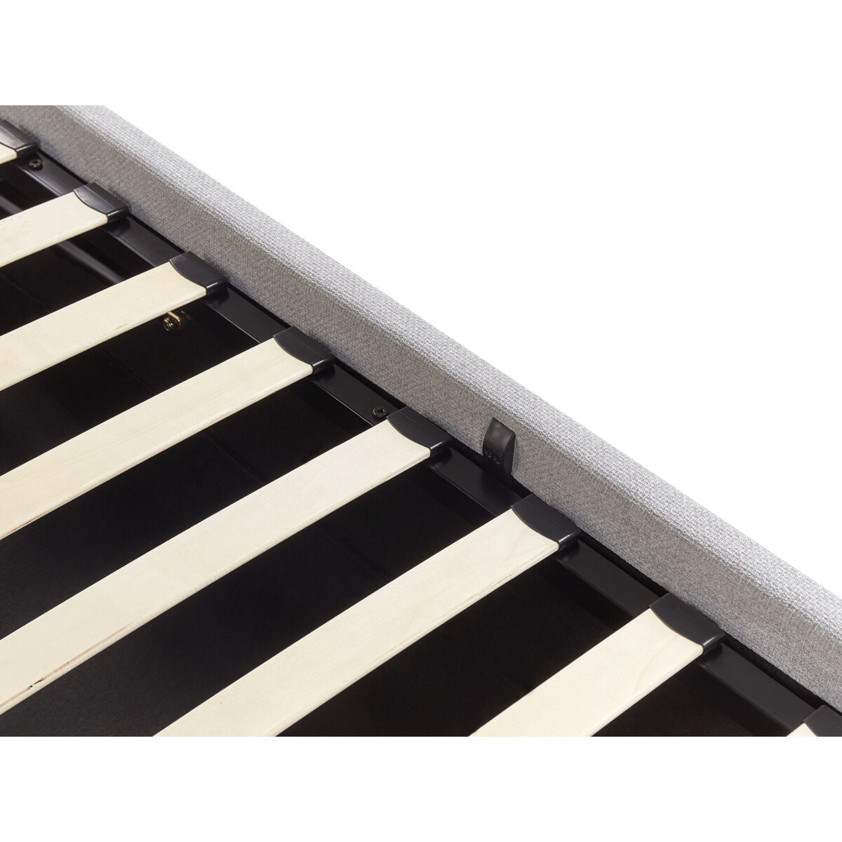 Łóżko z pojemnikiem tapicerowane 90 x 200 cm jasnoszare DINAN