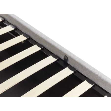 Łóżko z pojemnikiem tapicerowane 90 x 200 cm jasnoszare DINAN