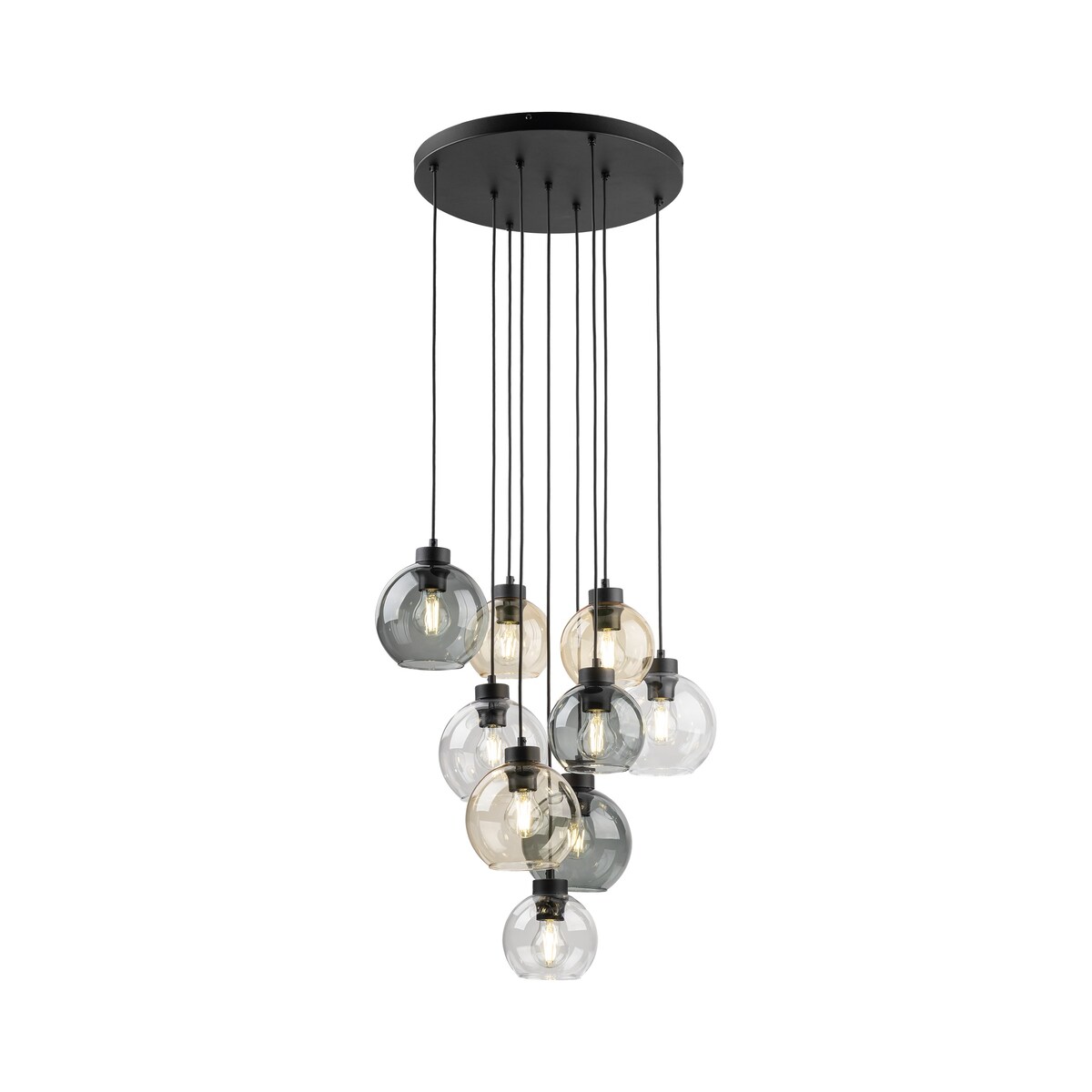 Lampa Wisząca Tk Lighting Cubus Mix 9 Kloszy Szary Bursztyn