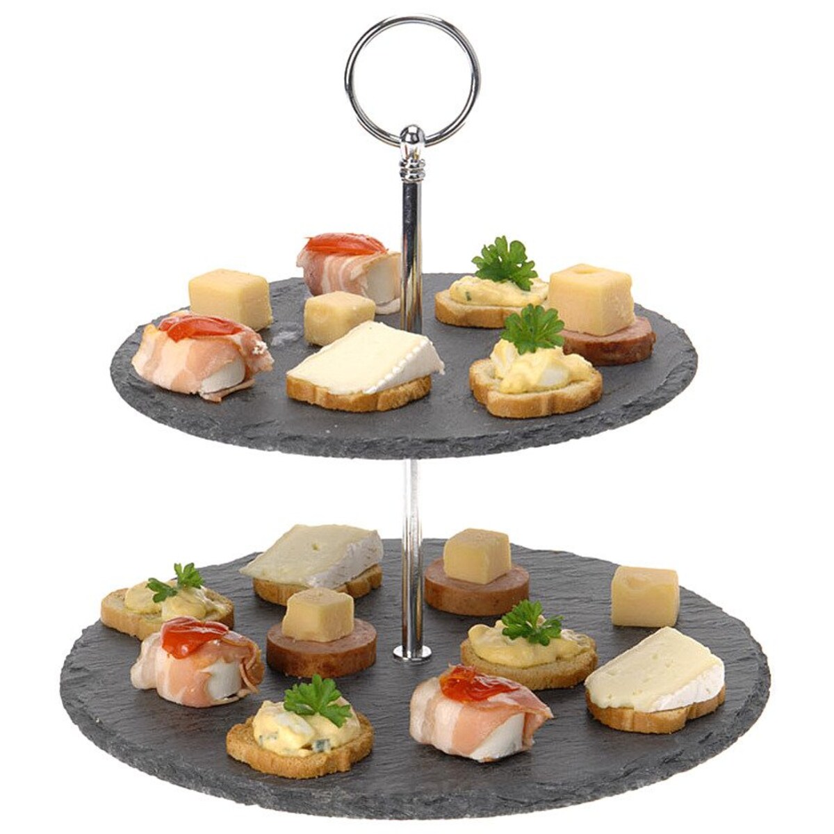 Kamienna patera na ciasta i przekąski, 2 poziomy